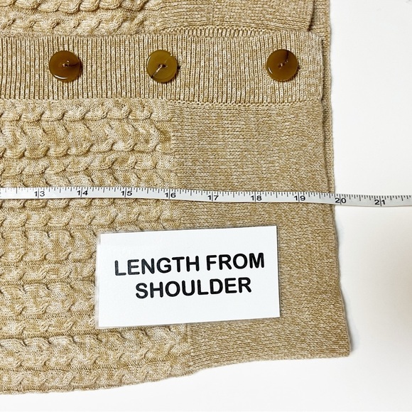 Worth 100% Wool Cable Knit Cardigan Sweater Small lightweight button tan cropped - Picture 6 of 10